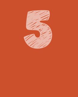 Le chiffre 5 sur fond orange