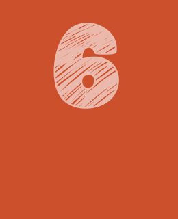 Le chiffre 6 sur fond orange